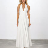 Audrey Halterneck Maxi Dress White front
