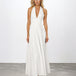 Audrey Halterneck Maxi Dress White front