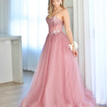 Aurora Strapless Corset Gown - Rose