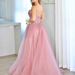 Aurora Strapless Corset Gown - Rose