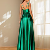 Ava Satin Gown - Emerald