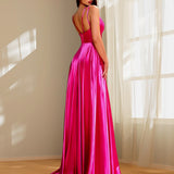 Ava Satin Gown - Hot Pink