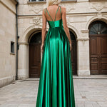 Ava Satin Gown Emerald Back