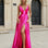 Ava Satin Gown Hot Pink Front