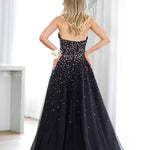 Beatrice Beaded Tulle Gown - Black