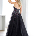 Beatrice Beaded Tulle Gown - Black