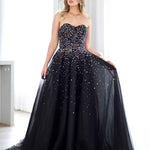 Beatrice Beaded Tulle Gown - Black