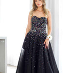 Beatrice Beaded Tulle Gown - Black