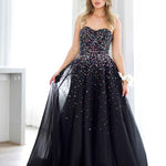 Beatrice Beaded Tulle Gown - Black