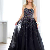 Beatrice Beaded Tulle Gown - Black