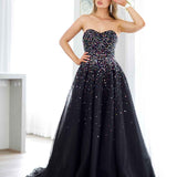 Beatrice Beaded Tulle Gown - Black