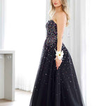 Beatrice Beaded Tulle Gown - Black