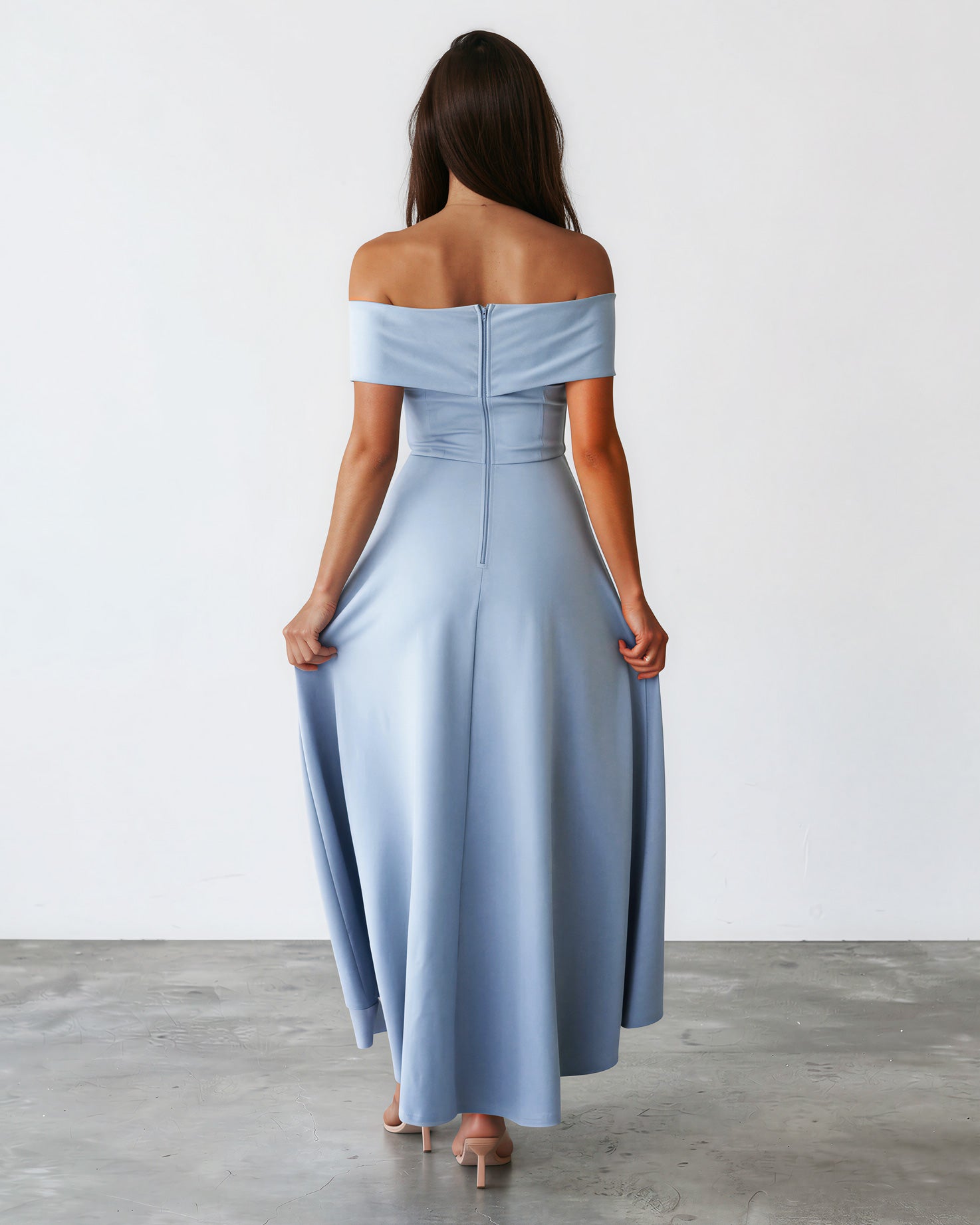 Belina Midi Dress Baby Blue Back