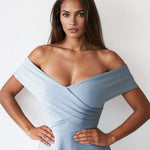 Belina Midi Dress Baby Blue Front Close