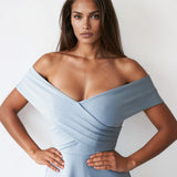 Belina Midi Dress Baby Blue Front Close