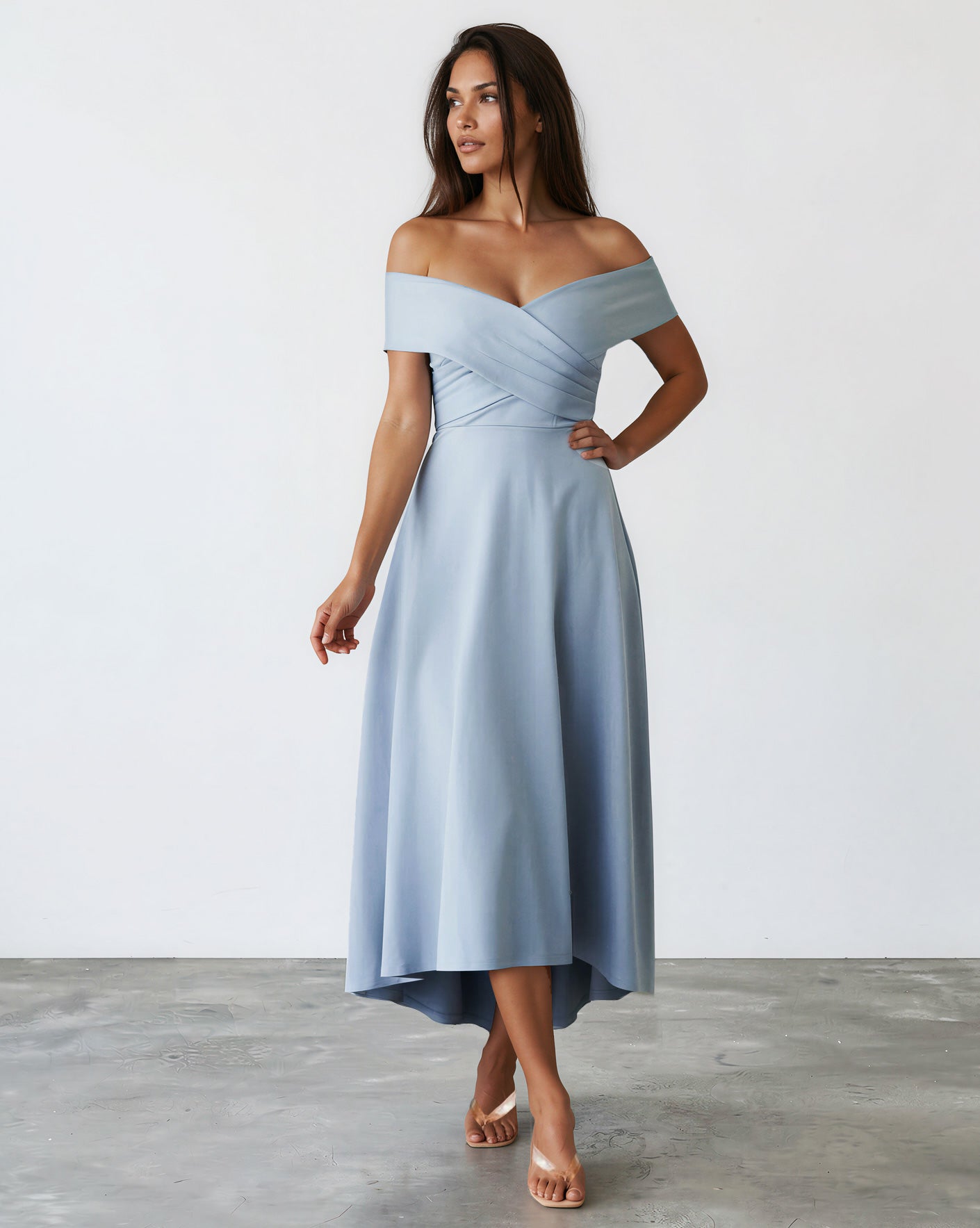 Belina Midi Dress Baby Blue Front