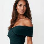 Belina Midi Dress Green Front Close