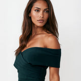 Belina Midi Dress Green Front Close