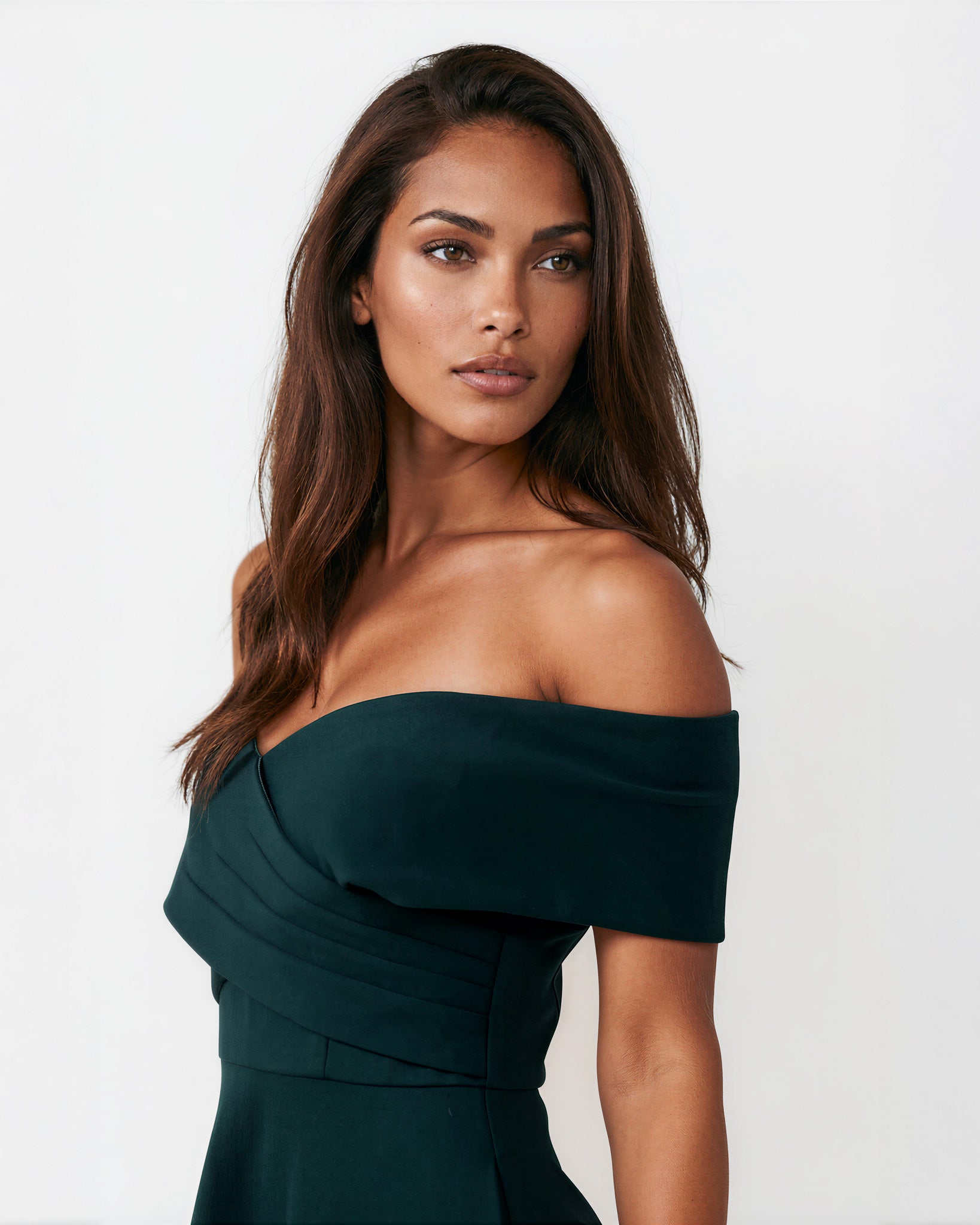 Belina Midi Dress Green Front Close