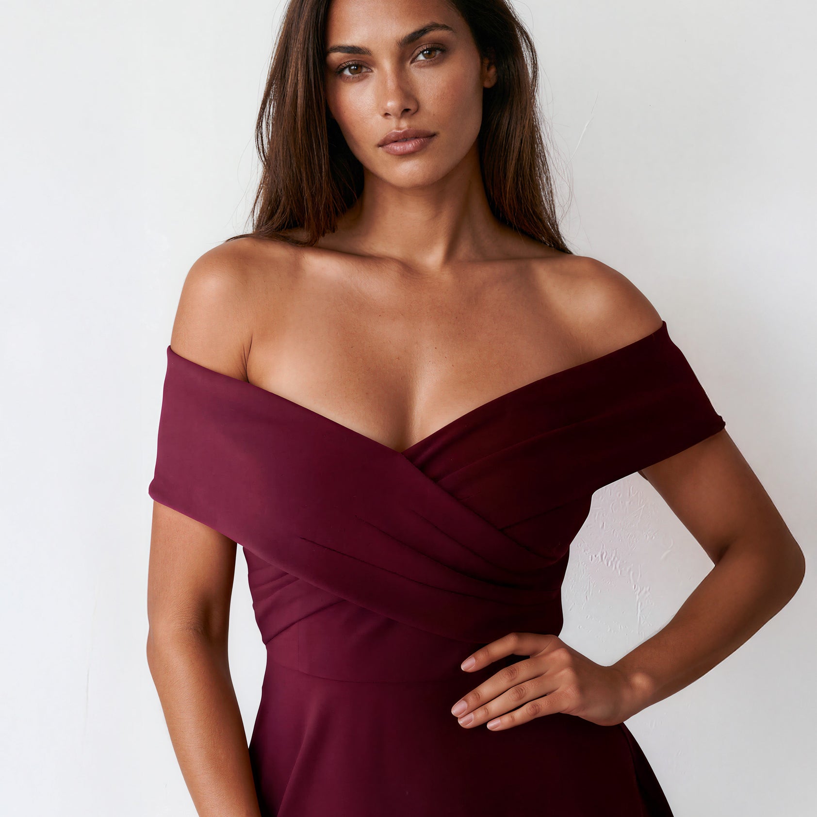 Belina Midi Dress Mahogany Front Close
