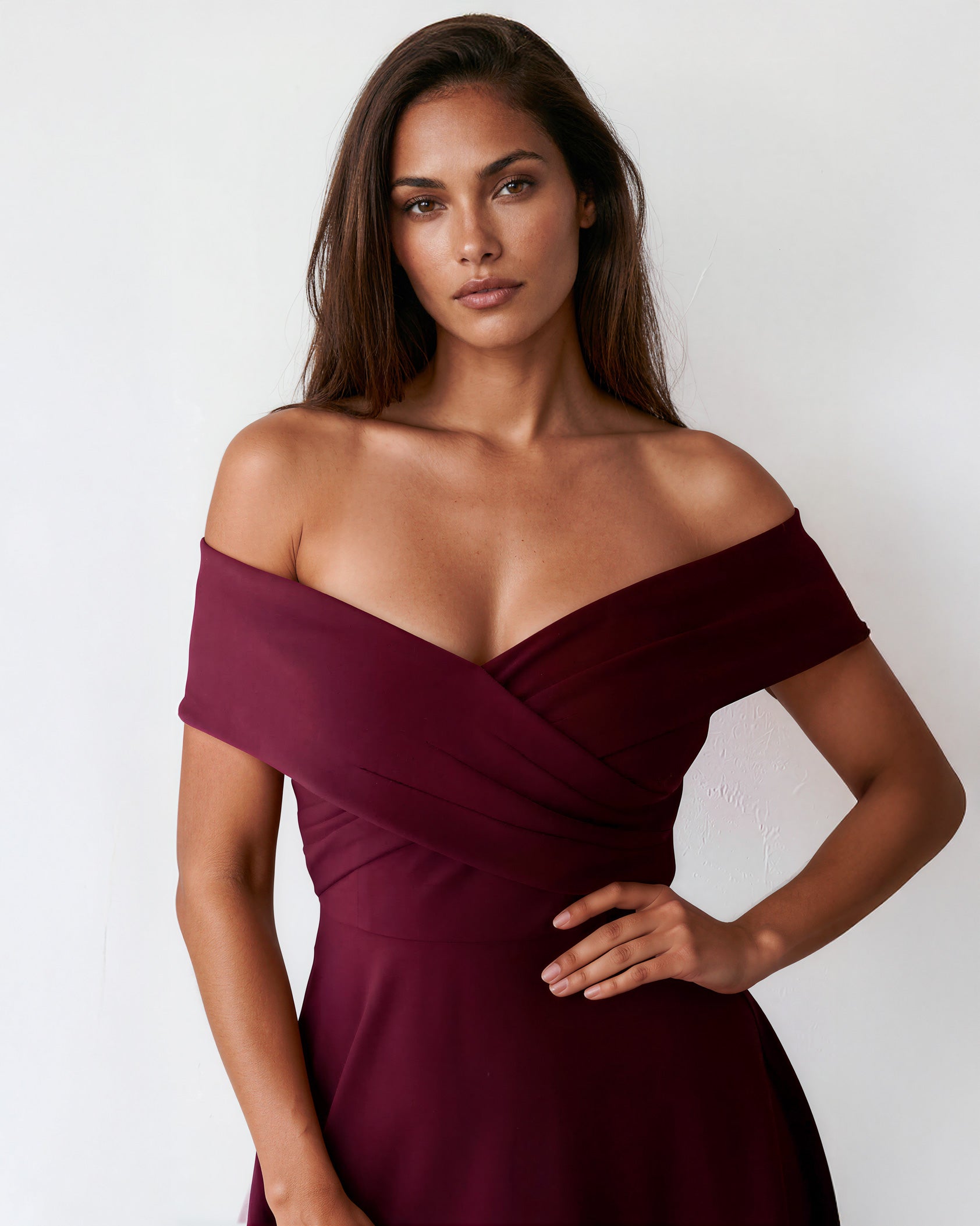 Belina Midi Dress Mahogany Front Close