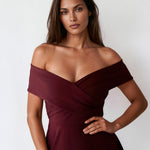 Belina Midi Dress Mahogany Front