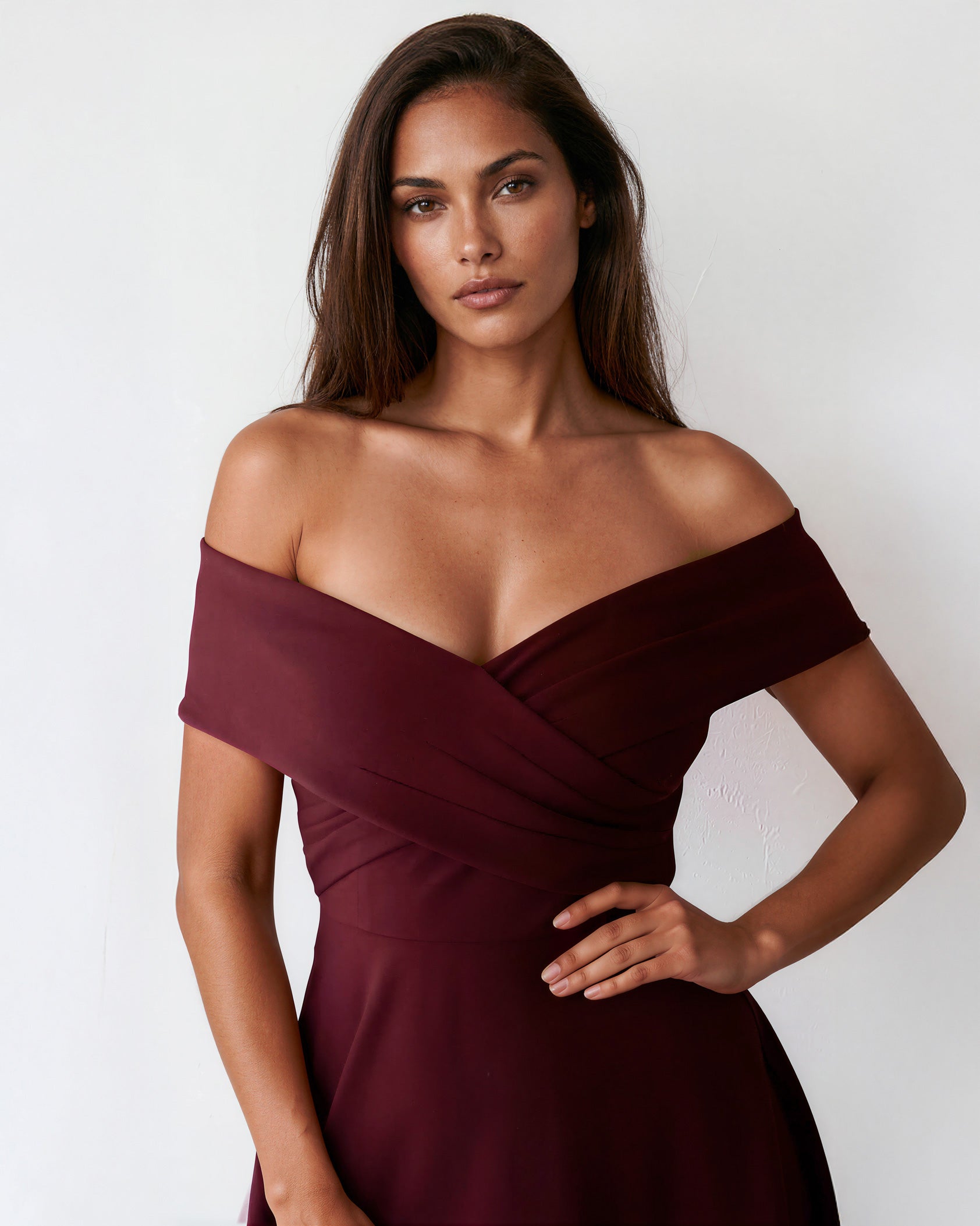 Belina Midi Dress Mahogany Front