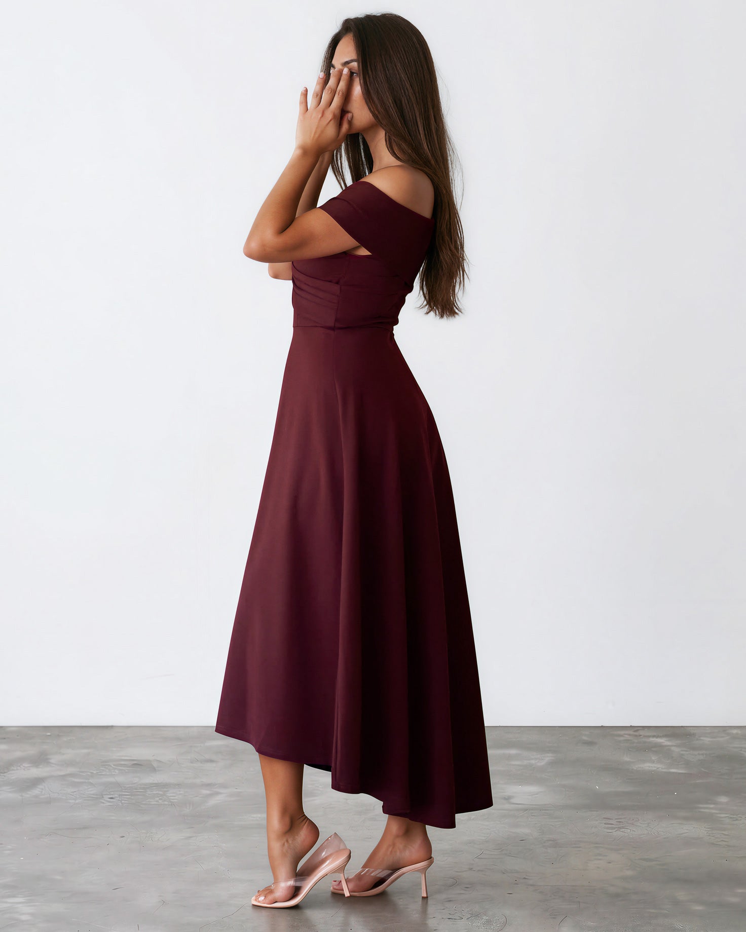Belina Midi Dress Mahogany Side