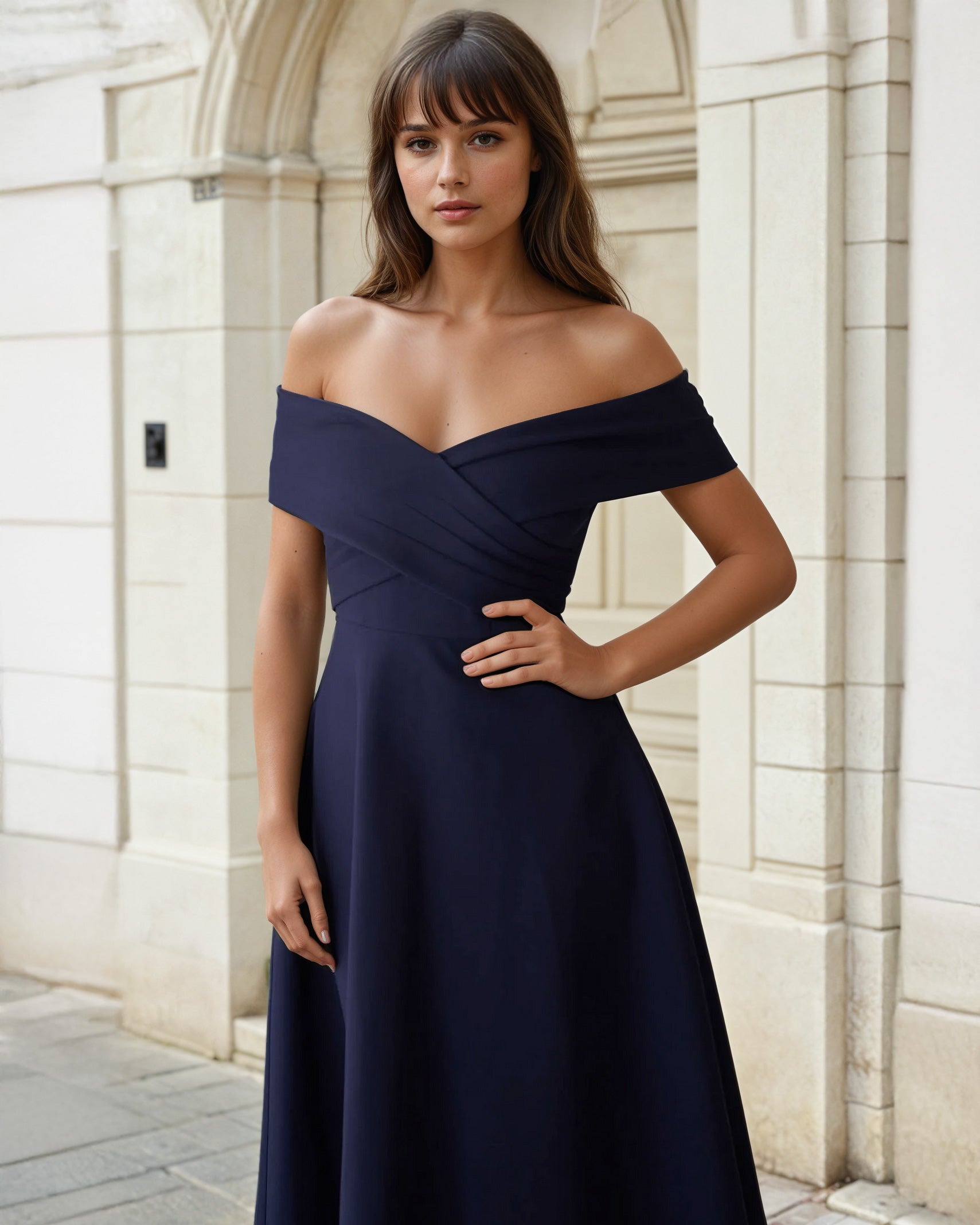 Belina Midi Dress Navy Front