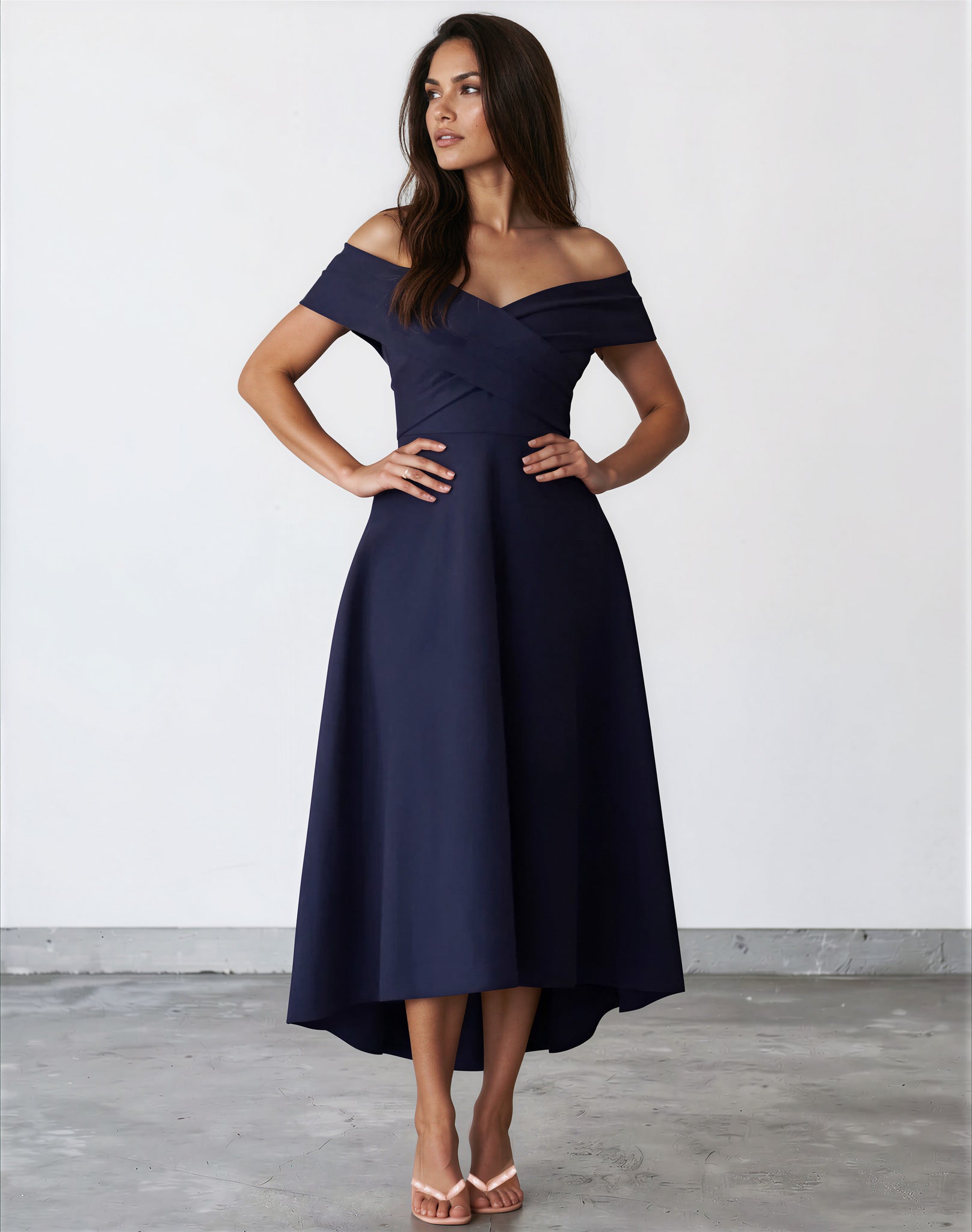 Belina Midi Dress Navy Front