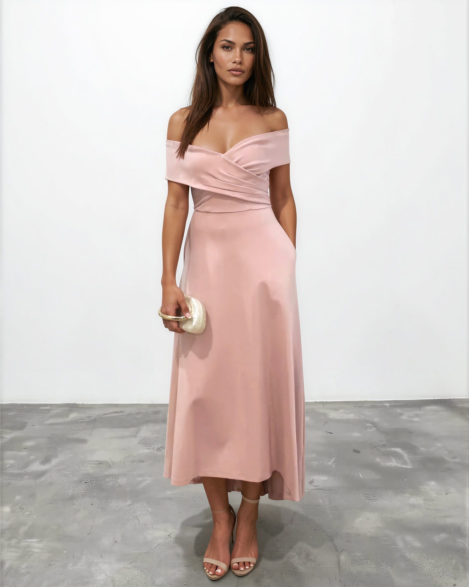 Belina Midi Dress Pink Front