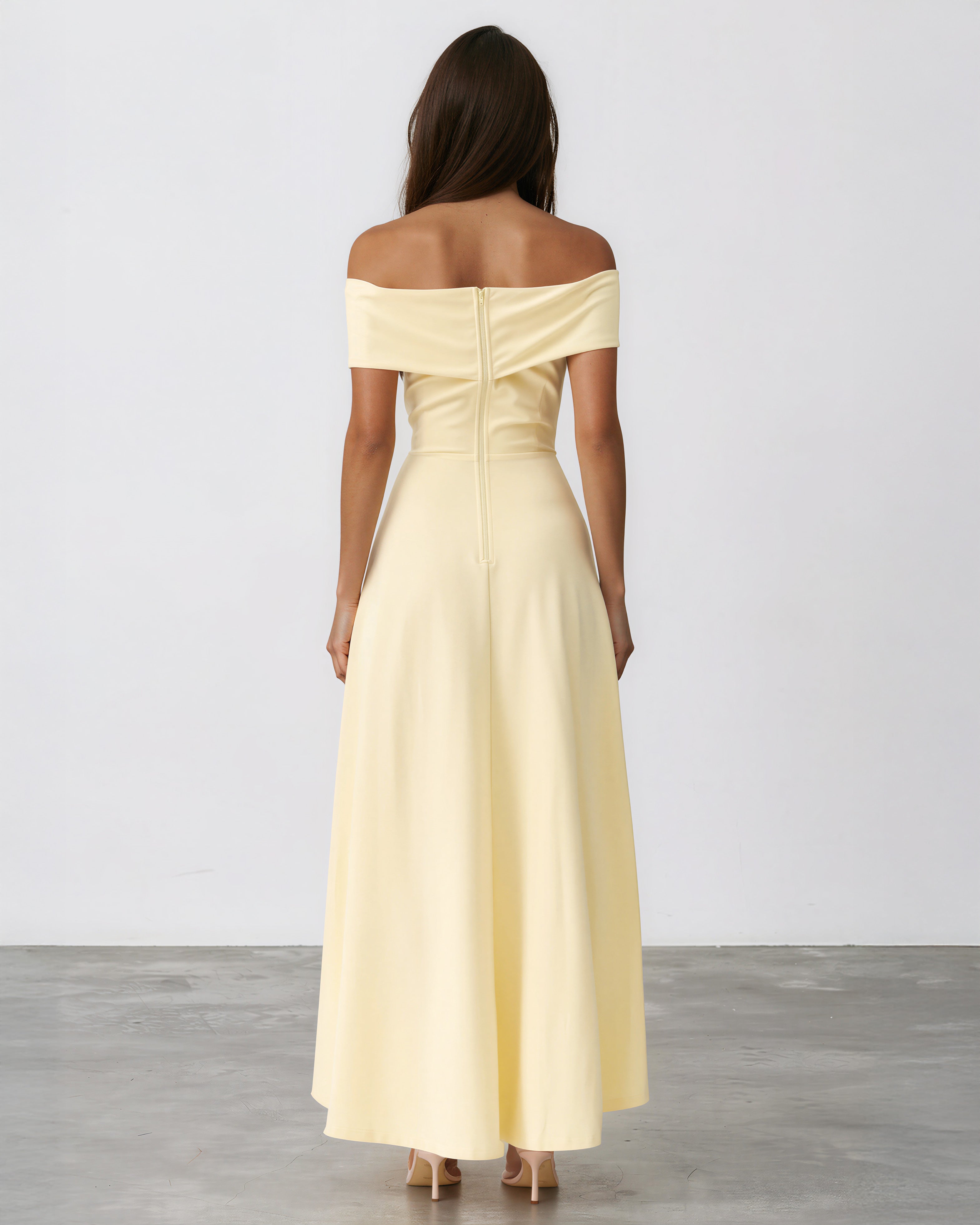 Belina Midi Dress Butter Yellow back