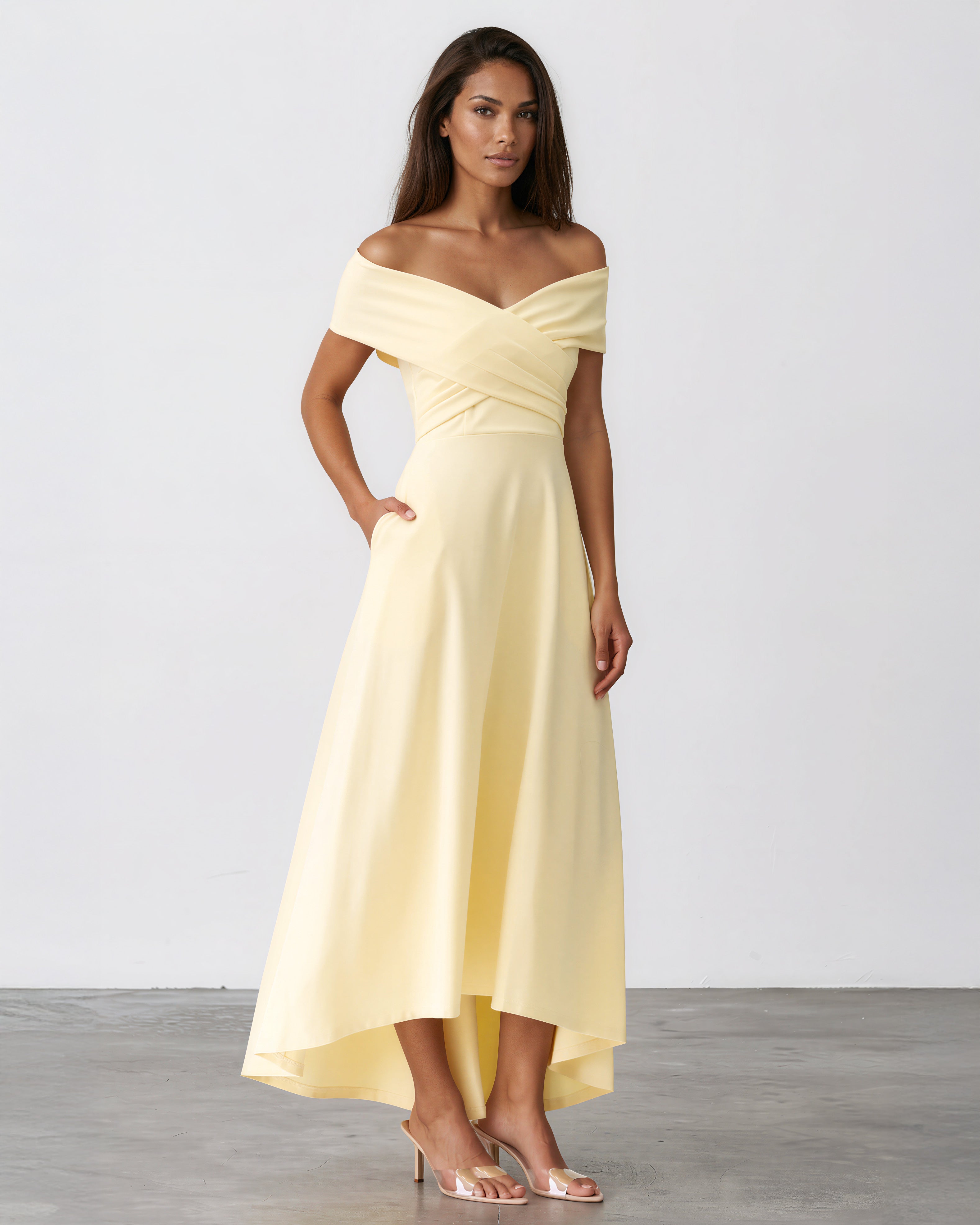 Belina Midi Dress Butter Yellow front