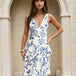 Bella Layered Maxi Dress Blue Print Front