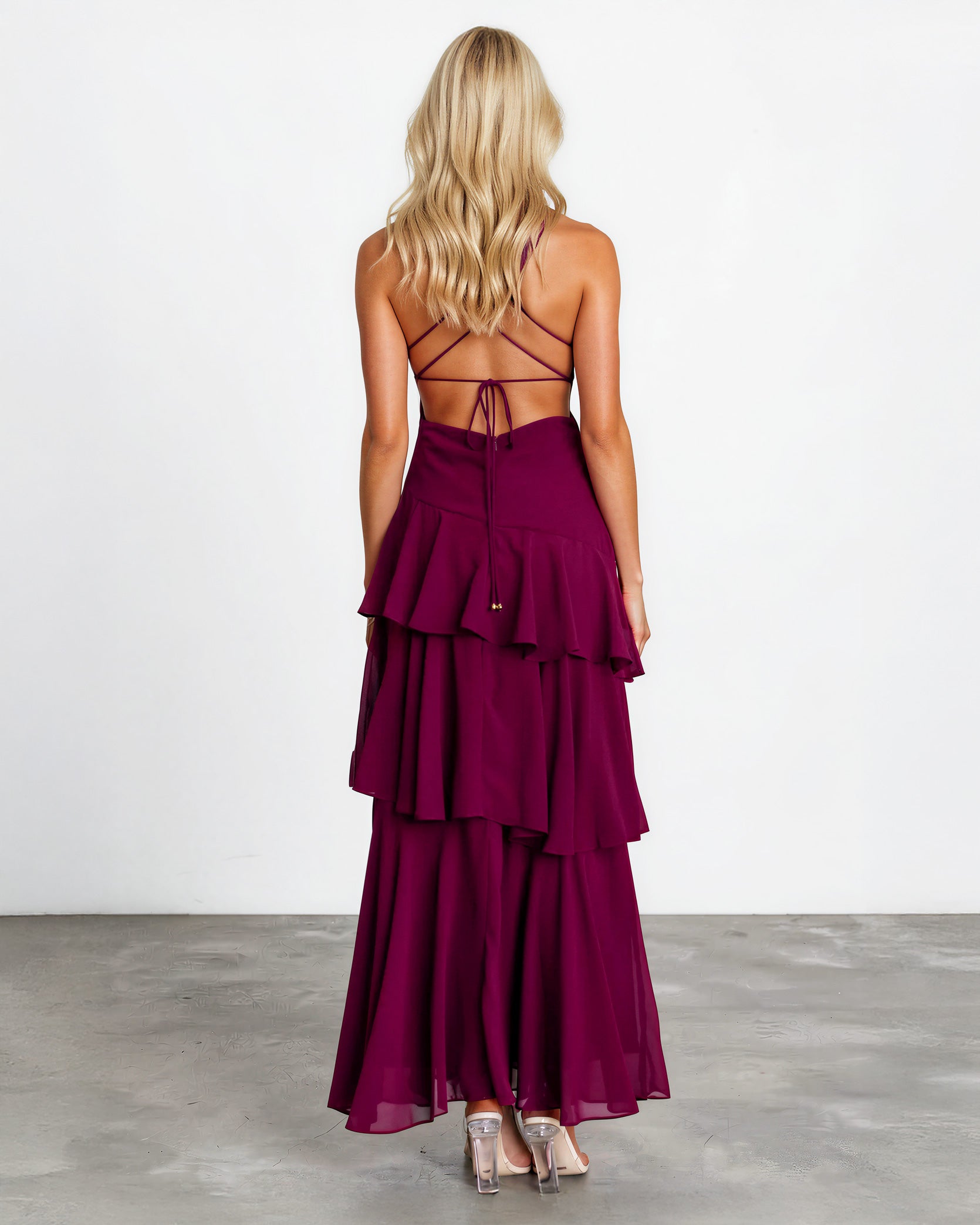 Bella Layered Maxi Dress Wine back