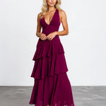Bella Layered Maxi Dress Wine front