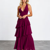 Bella Layered Maxi Dress Wine front