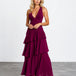 Bella Layered Maxi Dress Wine front