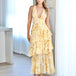 Bella Layered Chiffon Maxi Dress - Yellow Floral