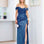 Bellatrix Off Shoulder Sequin Gown - Lapis Blue