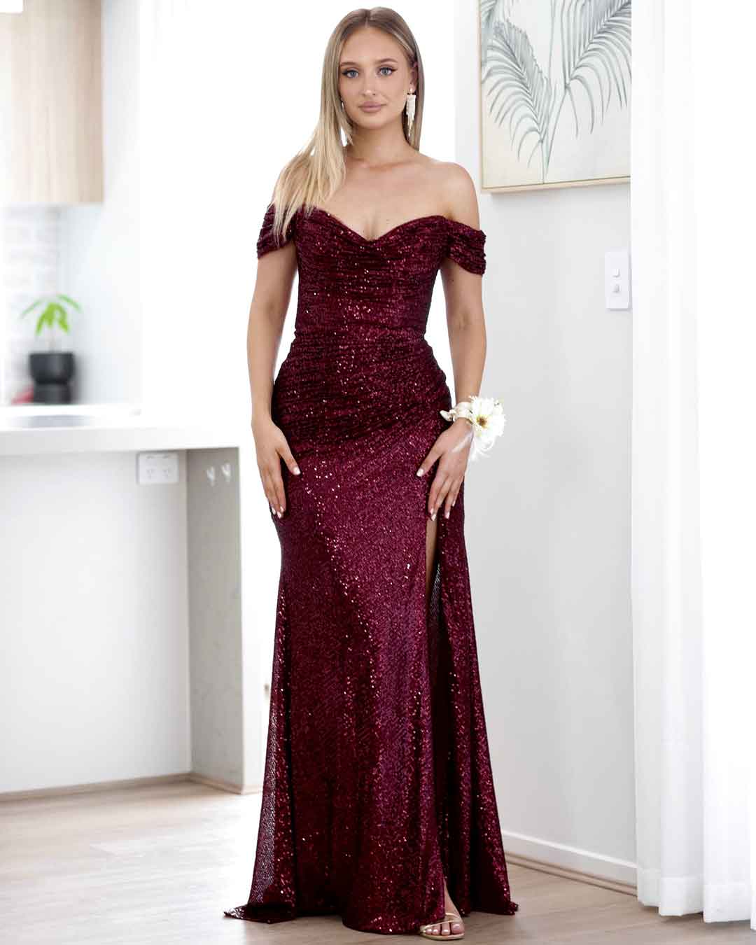 Off Shoulder Formal Office Wear Dress