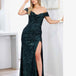 Bellatrix Off Shoulder Sequin Gown - Emerald