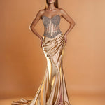 Bianca Strapless Corset Gown Gold front