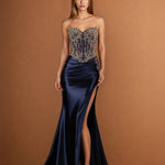 Bianca Strapless Corset Gown Navy Front