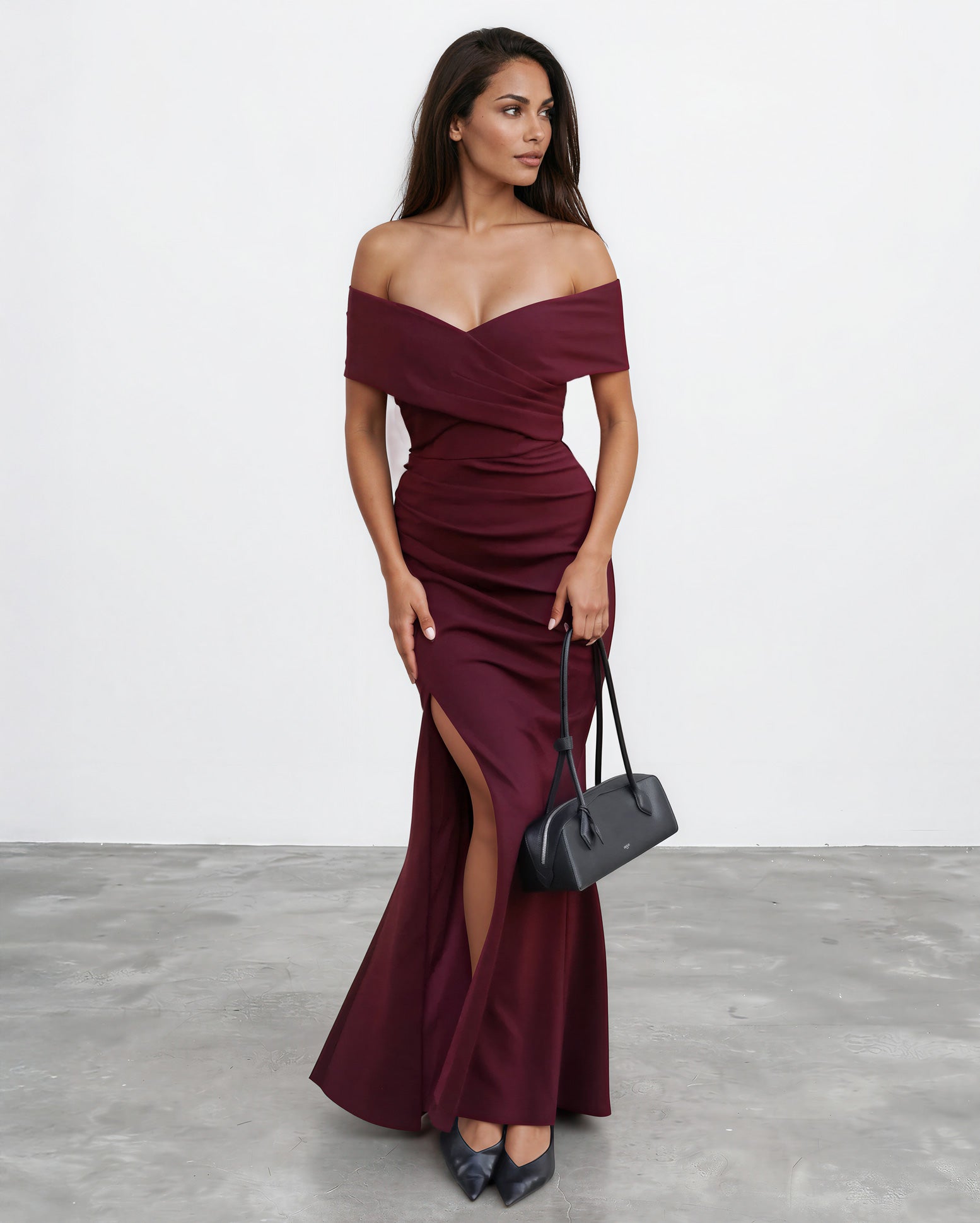 Briana Maxi Dress Mahogany Front