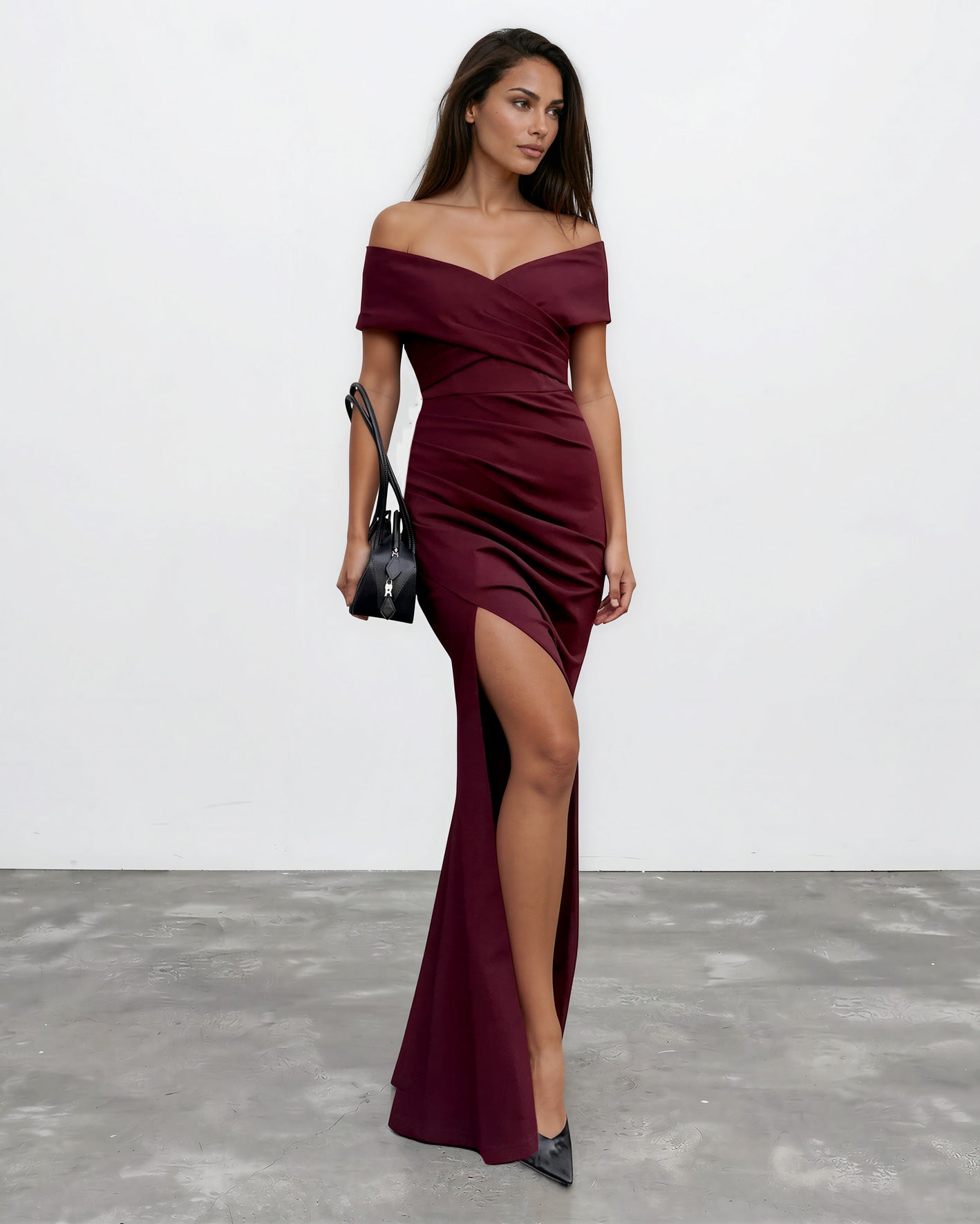 Briana Maxi Dress Mahogany Front