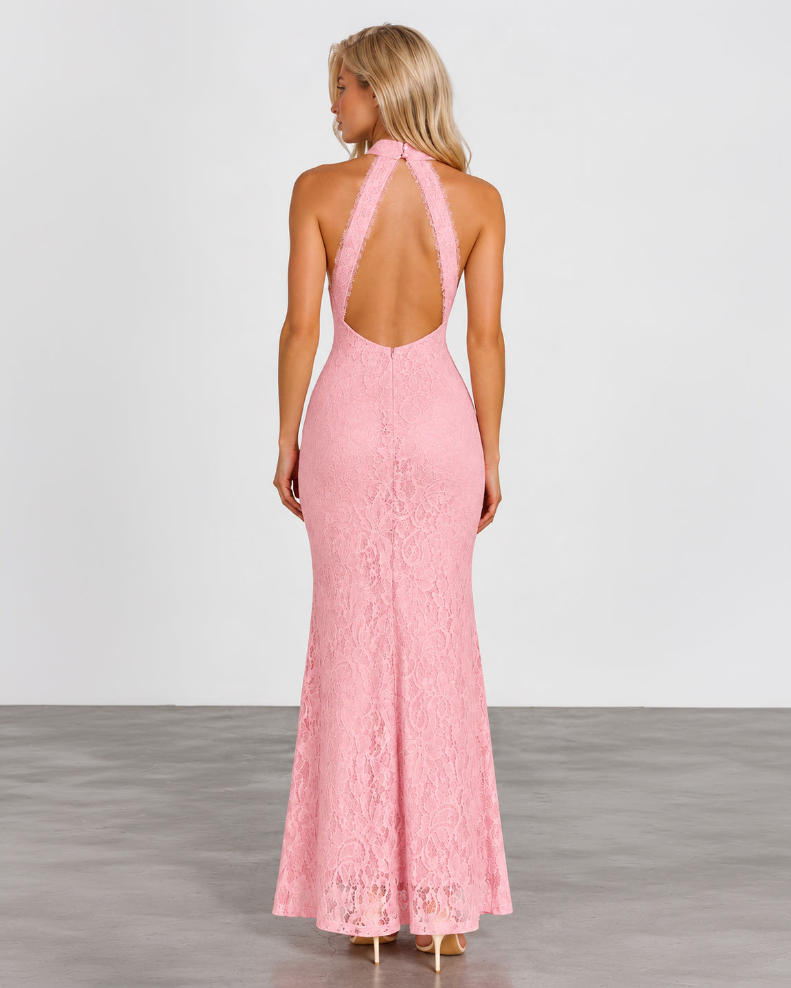 bridgette lace maxi pink front