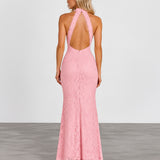 bridgette lace maxi pink front