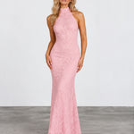 bridgette lace maxi pink front
