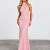 bridgette lace maxi pink front